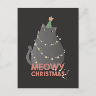 Cartão Postal De Festividades Meowy Christmas