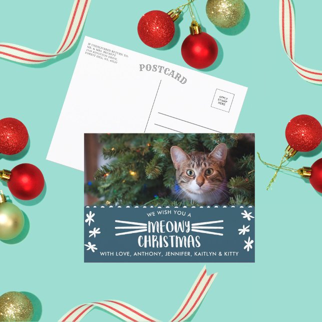 Cartão Postal De Festividades Meowy Christmas | Foto de Natal (Criador carregado)