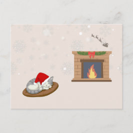 Cartão Postal De Festividades Meowy Christmas Holiday Postcard
