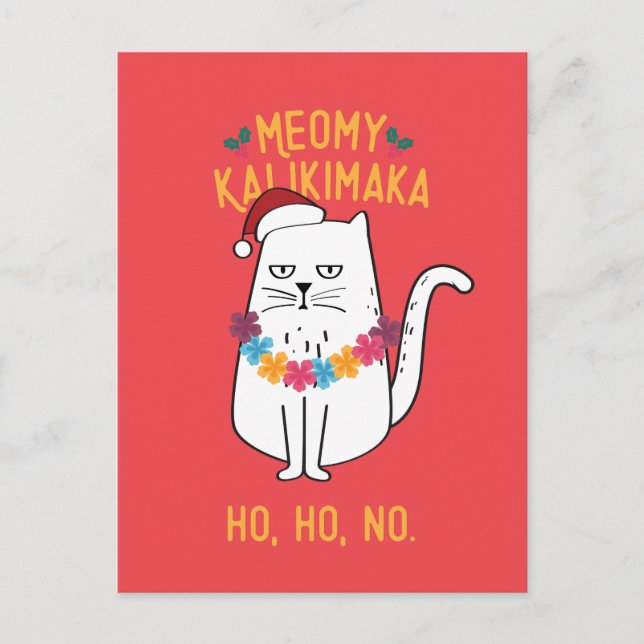 Cartão Postal De Festividades Meowy Kalikimaka Engraçado Natal (Frente)