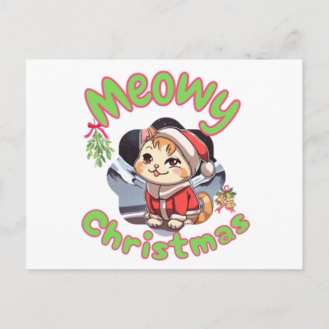 Cartão Postal De Festividades Meowy natal (Frente)