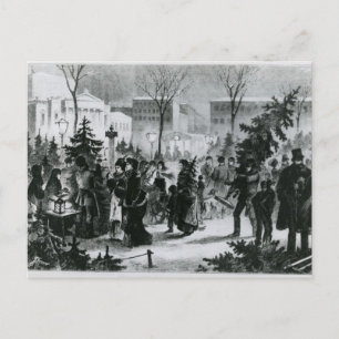 Cartão Postal De Festividades Mercado de árvores de Natal em Augustusplatz