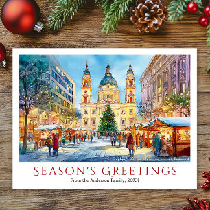 Cartão Postal De Festividades Mercado de Natal da Basílica de Budapeste em Aquar