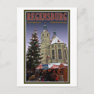 Cartão Postal De Festividades Mercado de Natal de Regensburg Neupfarrplatz