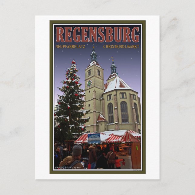 Cartão Postal De Festividades Mercado de Natal de Regensburg Neupfarrplatz (Frente)
