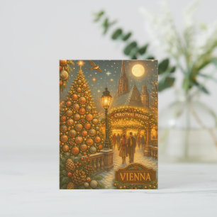 Cartão Postal De Festividades Mercado de Natal de Viena Arte de Viagem de Férias