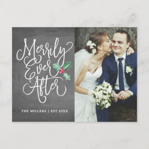 Cartão Postal De Festividades Merrily Ever After Holiday Photo Thank You