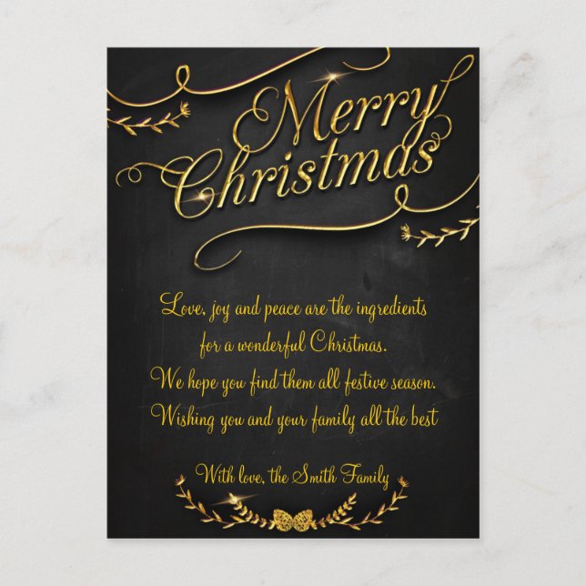 Cartão Postal De Festividades Merry Christmas and Happy New Year (Frente)