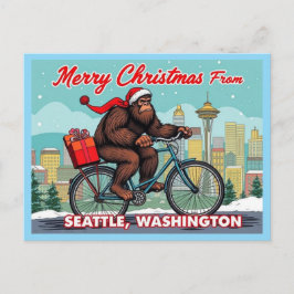 Cartão Postal De Festividades Merry Christmas Bigfoot From Seattle Washington
