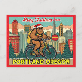 Cartão Postal De Festividades Merry Christmas Bigfoot Portland Oregon
