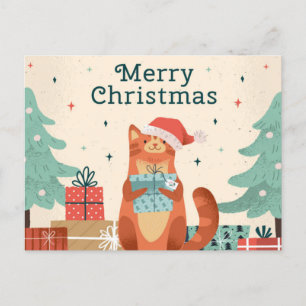 CARTÃO POSTAL DE FESTIVIDADES MERRY CHRISTMAS CAT