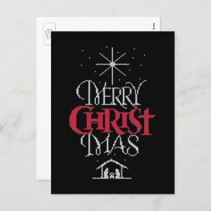 Cartão Postal De Festividades Merry CHRISTmas Christian Calliographic Lettering