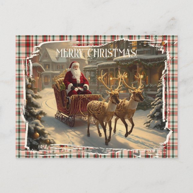 Cartão Postal De Festividades Merry Christmas Classic Retro Festive Christmas (Frente)