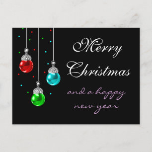 Cartão Postal De Festividades Merry christmas colorful ornaments