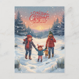 Cartão Postal De Festividades Merry Christmas & Happy New Year