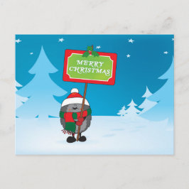 Cartão Postal De Festividades Merry Christmas hedgehog