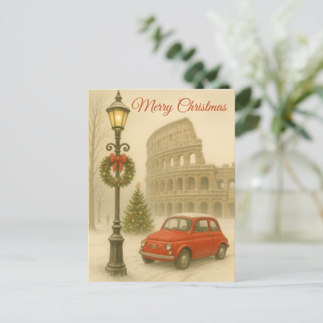 Cartão Postal De Festividades Merry Christmas in Rome – Holiday Art Gift  (Em pé/Frente)