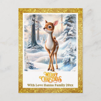 Cartão Postal De Festividades Merry Christmas Personised I Cute Baby Deer