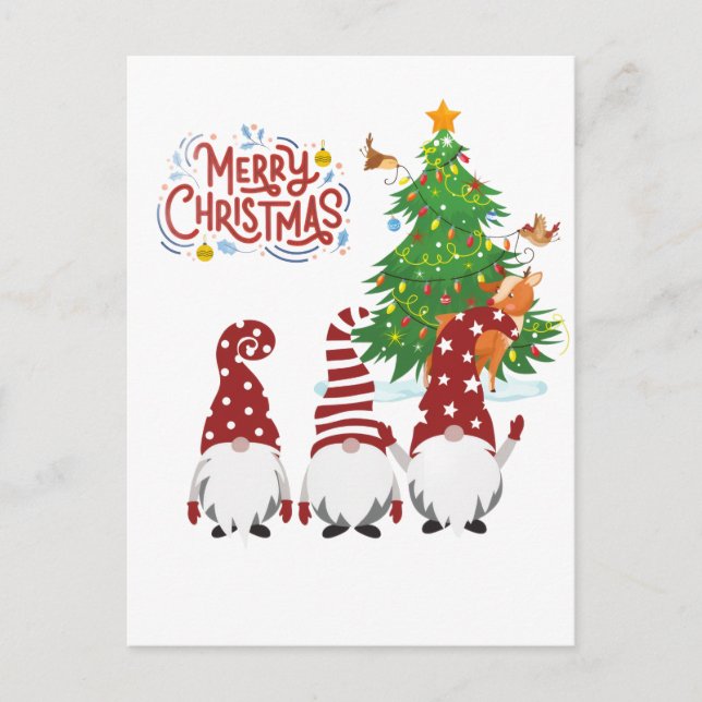 Cartão Postal De Festividades Merry Christmas Postcard | Festive Holiday Greetin (Frente)
