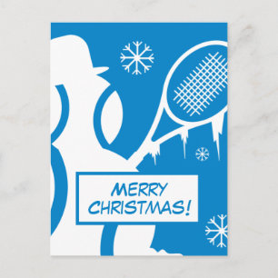 Cartão Postal De Festividades Merry Christmas postcards with cute tennis snowman