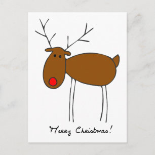 Cartão Postal De Festividades Merry Christmas Reindeer