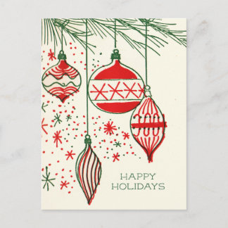 Cartão Postal De Festividades Merry Christmas | Retro Hand Drawn  Ornaments Holi