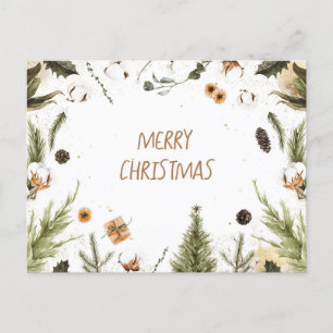 Cartão Postal De Festividades Merry Christmas Watercolor