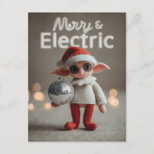 Cartão Postal De Festividades MERRY & ELECTRIC: Boneco de Elfo de Natal Capricho