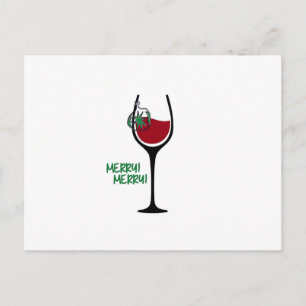 Cartão Postal De Festividades Merry Little Christmas Wine Glass Postcard (green)