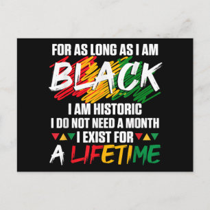 Cartão Postal De Festividades Mês da História Negra Enquanto eu for negro eu sou
