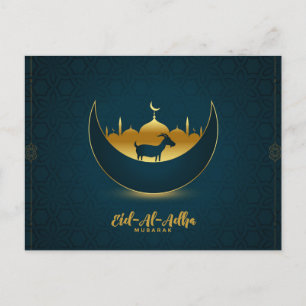 Cartão Postal De Festividades Mesquita Eid al Adha Mubarak Goat Crescent, Padrão