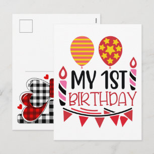 Cartão Postal De Festividades Meu 1º Aniversário 2026 