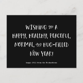 Cartão Postal De Festividades Meu desejo para 2022 | Feliz ano novo Preto Modern