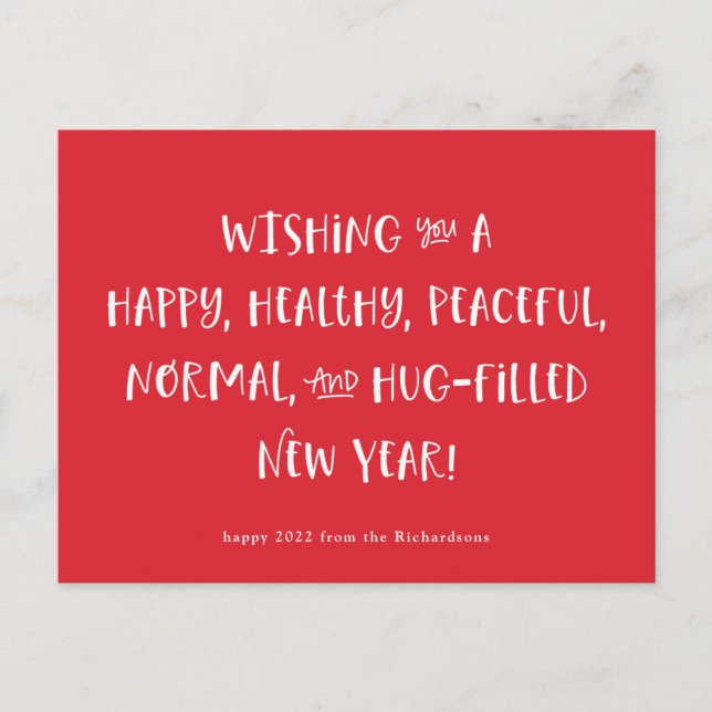 Cartão Postal De Festividades Meu desejo para 2022 | Feliz ano novo vermelho (Frente)