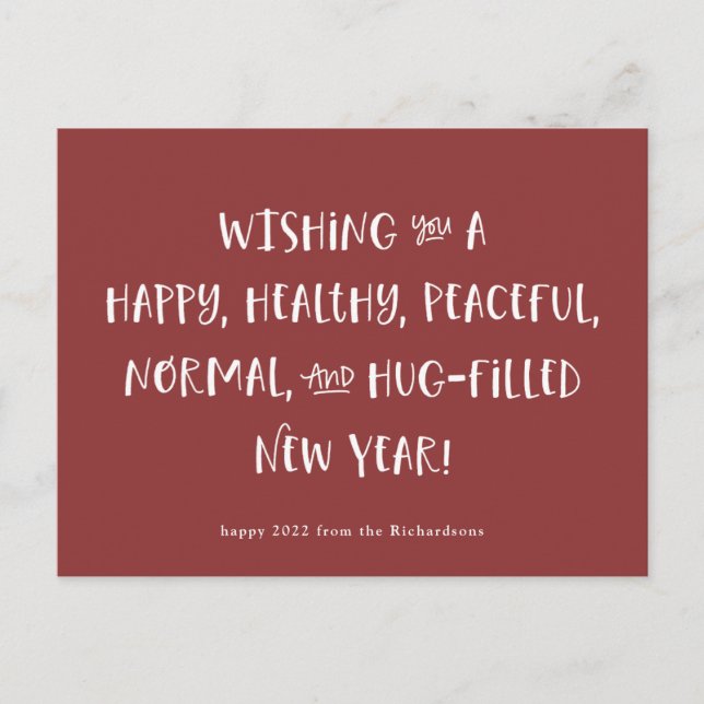 Cartão Postal De Festividades Meu desejo para 2022 | Feliz ano novo Vermelho Bri (Frente)