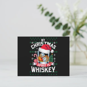 Cartão Postal De Festividades Meu Espírito de Natal é Camiseta Feia de Whisky Xm