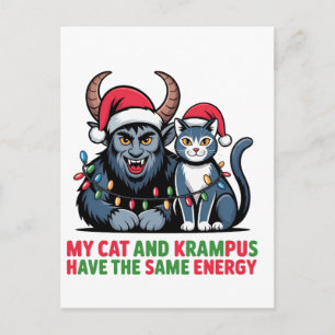 Cartão Postal De Festividades Meu Gato e o Krampus Têm a Mesma Energia Engraçado