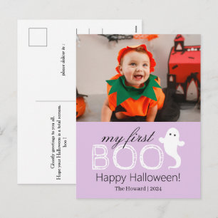 Cartão Postal De Festividades Meu Primeiro Boo! Foto da Família Spooky Cute Hall