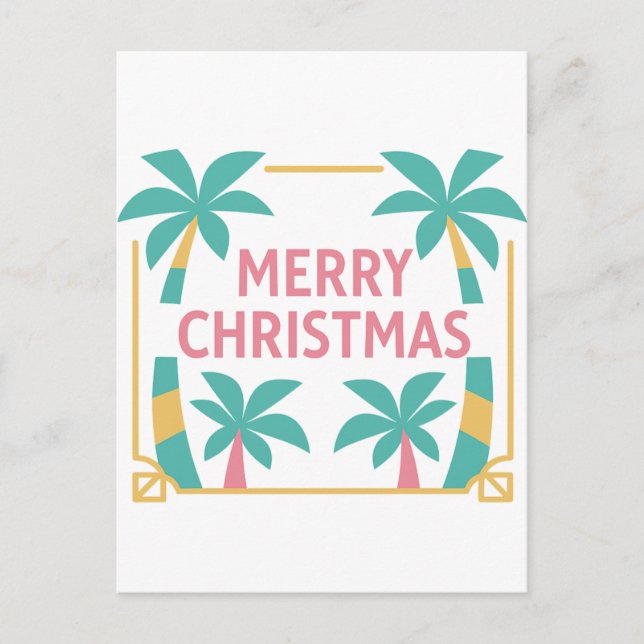 Cartão Postal De Festividades Miami Art Deco Christmas Palm Tree Postcard (Frente)