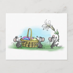 Cartão Postal De Festividades Mic, Mac e Moe's Feliz Páscoa