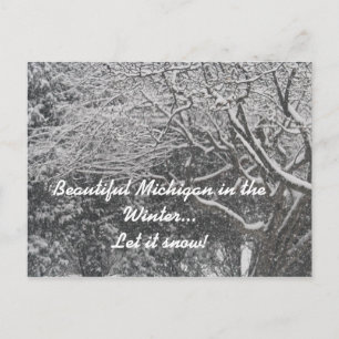 Cartão Postal De Festividades Michigan bonito no inverno… deixou-o nevar!