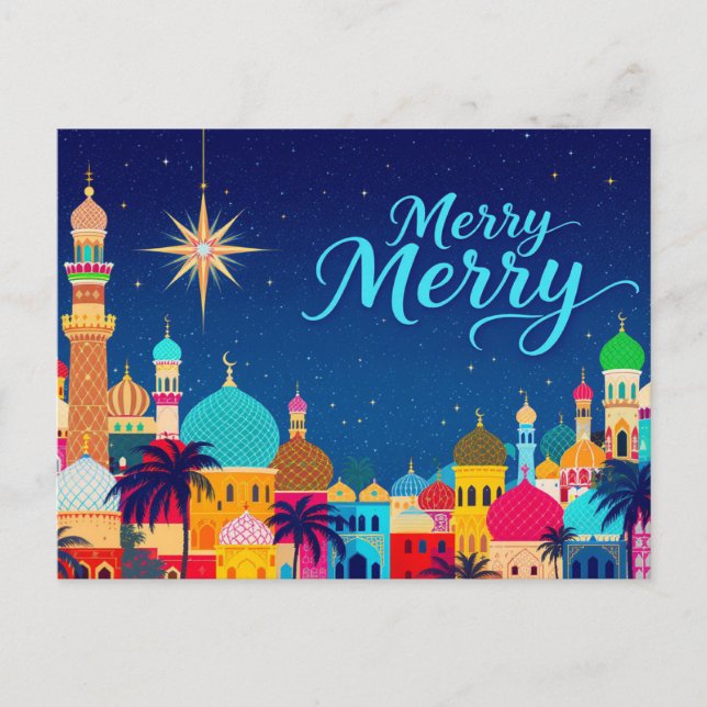Cartão Postal De Festividades Middle East City Christmas Star (Frente)