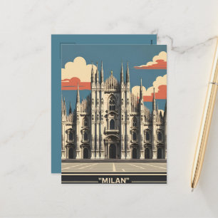 Cartão Postal De Festividades Milão Itália Viagem Arte – Catedral Duomo Cidade