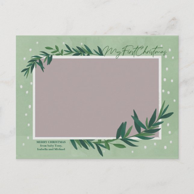 Cartão Postal De Festividades Minha primeira foto de bebê botânico moderno de Na (Frente)