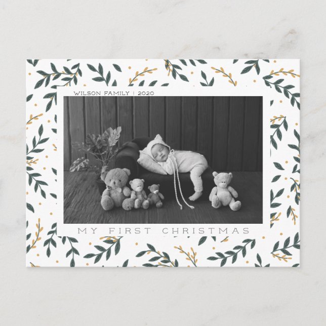 Cartão Postal De Festividades Minha primeira foto de Natal (Frente)