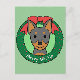 Cartão Postal De Festividades Miniatura Pinscher Natal