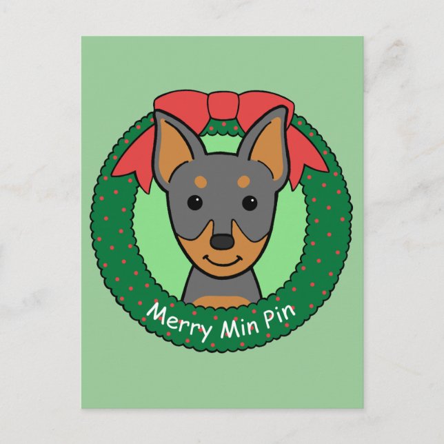 Cartão Postal De Festividades Miniatura Pinscher Natal (Frente)