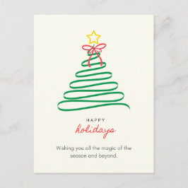 Cartão Postal De Festividades Minimalist Christmas Tree Happy Holidays Postcard