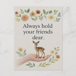 Cartão Postal De Festividades Minimalist Floral Always Hold Your Friends Dear 