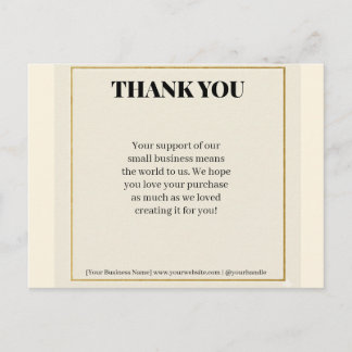Cartão Postal De Festividades Minimalist Gold Border Luxury Business Thank You P